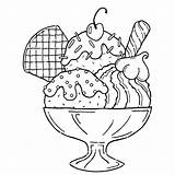 Ice Cream Coloring Pages Cone Flower Classical sketch template