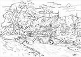 Adultos Erwachsene Landschaften Colorare Landscapes Paysages Disegni Snowy Coloriages Scenario Cottages Malbuch Adulti Noël Justcolor Adultes Montagne Beau Imbued Thatched sketch template