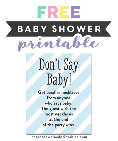 printable baby shower blue white stripes baby boy game dont