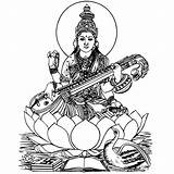 Saraswati Goddess Xcolorings Veena Raghunatha sketch template