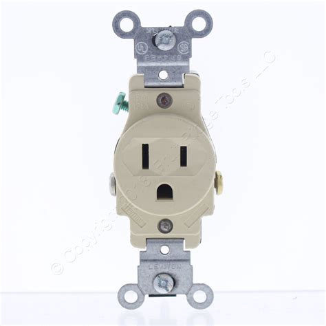 leviton scratched ivory commercial grade straight blade single outlet receptacle nema