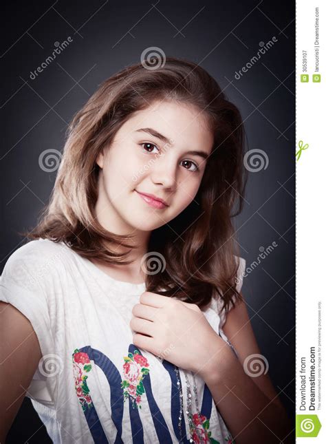 Beautiful Teen Girl With Long Straight Hair Posing On