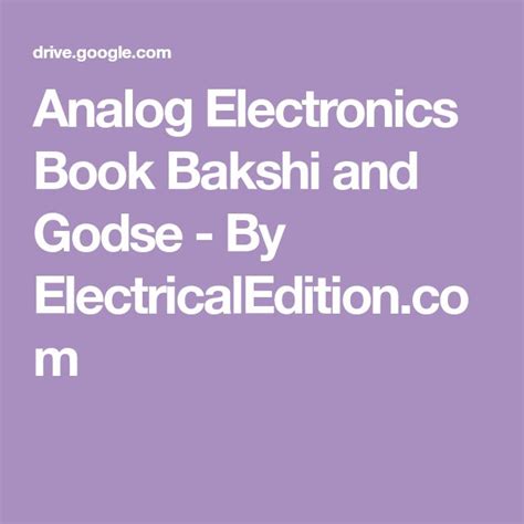 Analog Electronics By Godse And Bakhsi Pdf Electronic Books
