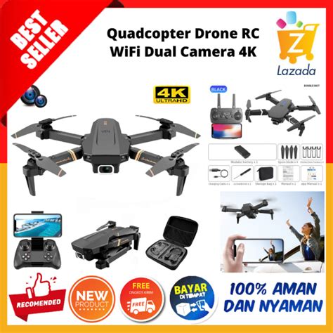 bisa  quadcopter drone rc wifi dual camera  profesional mini kamera ganda kendali jarak