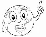 Coloring Cartoon Planet Earth Character Happy Kids Funny Smile Thumbs Illustration Sketched Doodle Stock Globe Vector sketch template