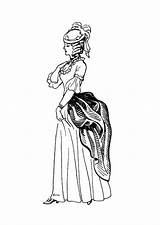 Coloring Dress Victorian Bustle Pages Women Colouring Adult Edwardian Drawings Edupics sketch template