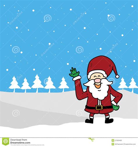 Funny Santa Claus Cartoon Hand Drawn Stock Illustration