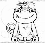 Drunk Monkey Clipart Dumb Cartoon Coloring Outlined Vector Cory Thoman Clipground Royalty sketch template