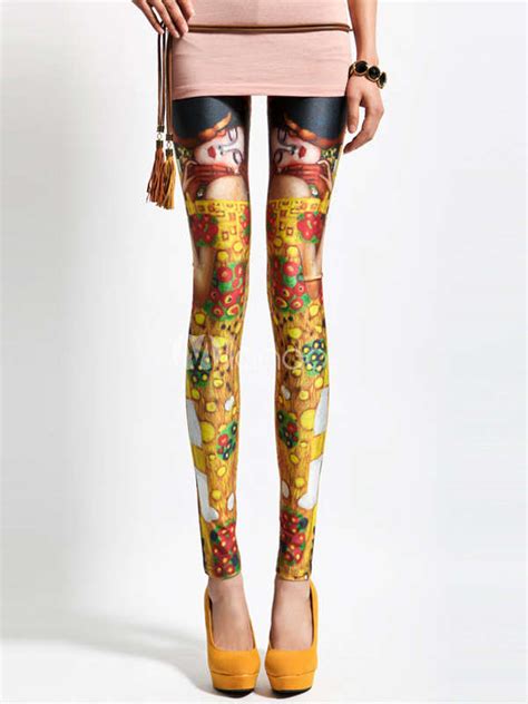 artistically designed hosiery shiny spandex leggings