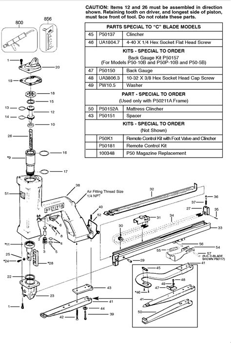 bostitch p parts list bostitch p repair parts oem parts  schematic diagram