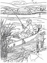 Coloring Country Book Living Pages Fishing Rowboat Life sketch template