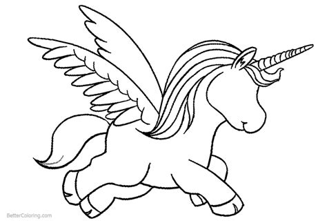 cartoon unicorn coloring pages  wings  printable coloring pages