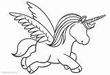 Unicorn Wings Cartoon Coloring Pages Printable Kids Color sketch template