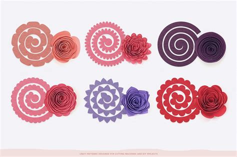 rolled flower templates  flowers svg dxf eps jpeg