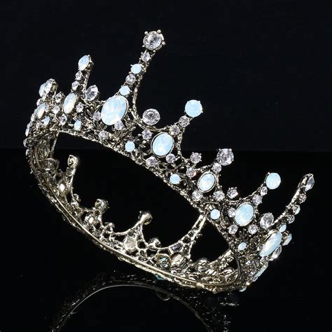 Vintage Rhinestone Bead Tiara Headpiece Women Queen Style Full King