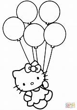 Kitty Hello Coloring Balloons Printable Clipart sketch template
