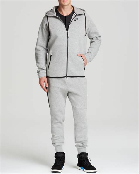 lyst nike tech fleece windrunner sweatshirt in gray for men