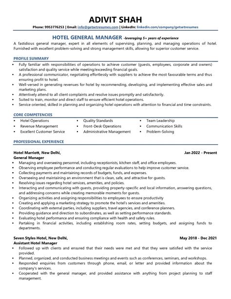 hotel general manager resume examples template  job winning tips