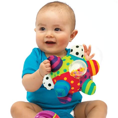 buy baby toy fun pumpy ball cute plush soft cloth hand rattles bell training