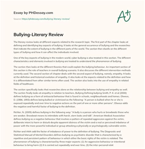 bullying literary review phdessaycom