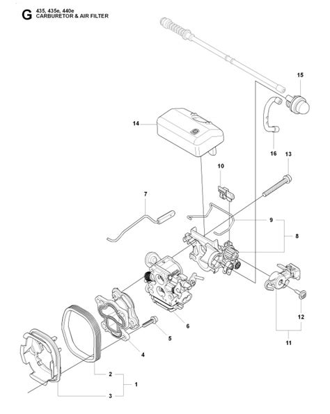 husqvarna     chainsaw carburetor air filter spare parts diagram