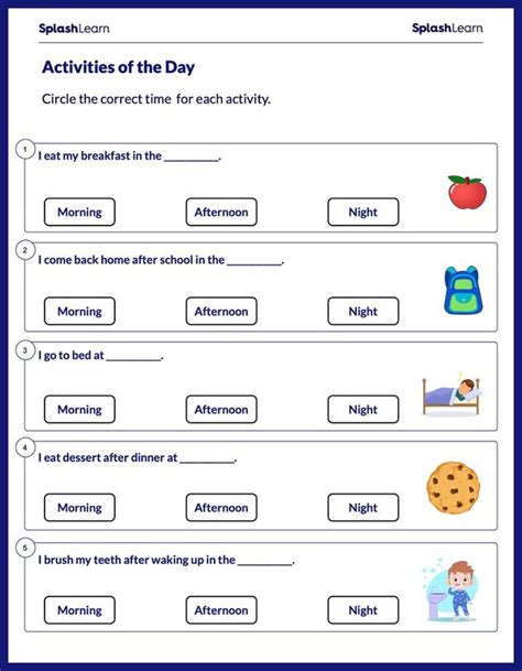 time  activities   day math worksheets splashlearn
