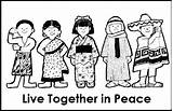 Multicultural Diversity Coloring Peace Together Pages Kids Helping Value Learn Quote sketch template