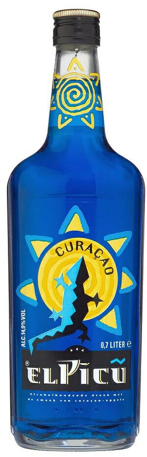 blue curacaose vodka bottle blue