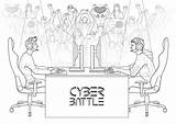 Crowd Coloring Illustrations Dreamstime Vectors Cyber Cheering Players Sitting Fans Computer Sport Table Background Two sketch template