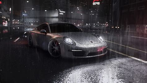 car gray wet night rain hd wallpaper peakpx