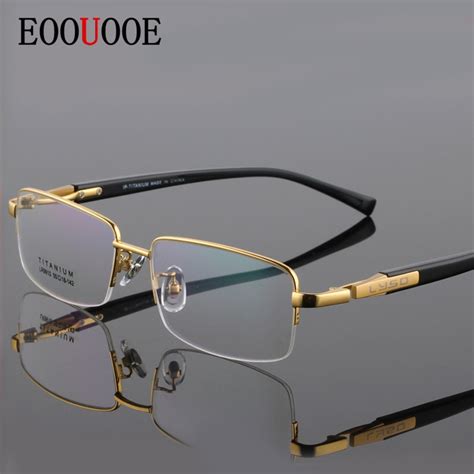 2019 quality titanium glasses frame for men square semi rimless design
