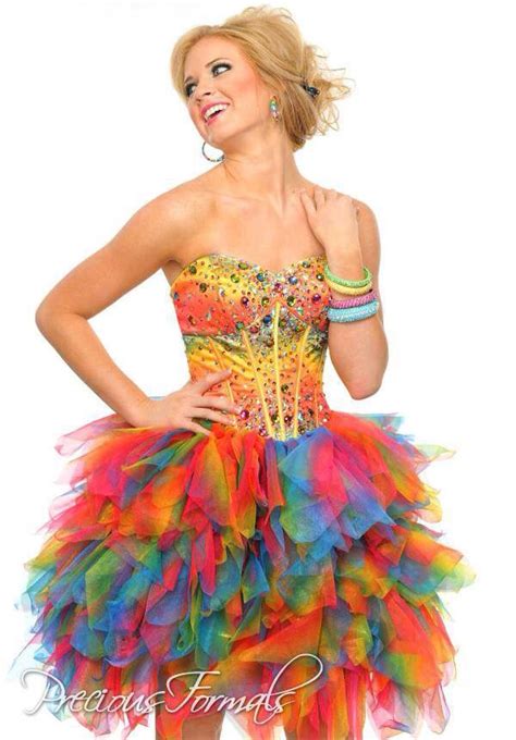pin  harley cook  clothes funky dresses colorful homecoming dresses multi color prom dress