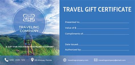 travel gift certificate templates   psd