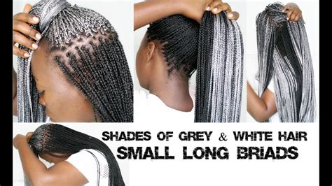 Braids On Natural Hair In Shades Of Grey And White Hair Long
