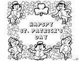 Patrick St Shamrock Happy Coloring Pages Printable Kids sketch template