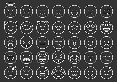 premium vector emoji face icon simple white  set