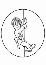 Sam Fireman Coloring Pole Down Came Hanging sketch template