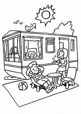 Coloring Camping Pages Rv Camp Sheet Caravan sketch template