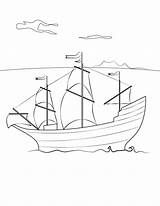 Mayflower Coloring Pages Drawing Water Boat Printable Simple Getdrawings Boats sketch template