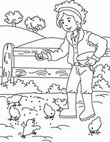 Coloring Farm Pages Farmer House Feeding Chickens Printable Chicken Activities Animals Kids Colouring Color Livestock Animal Bestcoloringpages His Farming Crafts sketch template