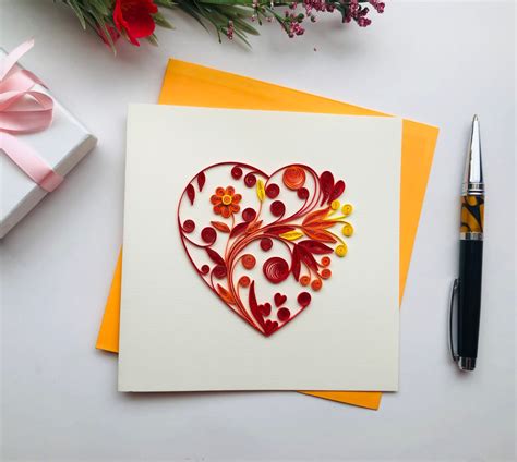 heart quilling card love quilled greeting card wedding etsy