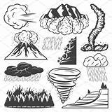 Disasters Disaster Hail Eruption Landslide Avalanche Thunderstorm Creativemarket Tornado Rainfall Wildfire Uitstekende Anotomical Vectorpot sketch template