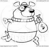 Bank Robbing Dog Cartoon Coloring Clipart Thoman Cory Outlined Vector Royalty Clipartof sketch template
