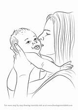 Mother Baby Draw Kissing Drawing Child Drawings Pencil Simple Step People Drawingtutorials101 Tutorial Paintingvalley Learn sketch template
