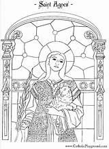 Agnes Jeanne Gertrude Seton Ste Magique Sainte Saintes Raphael Felicity Greatestcoloringbook Darc Feast Catholiques sketch template