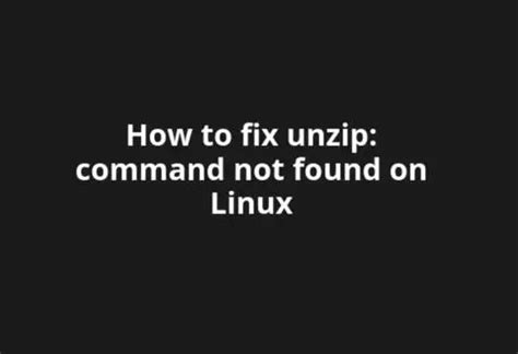How To Fix Unzip Command Not Found On Linux