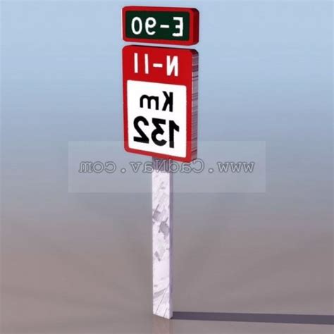 city limit km traffic signs   model ds max vray opendmodel