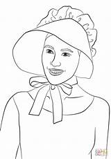 Coloring Bonnet Pages Pilgrim Girl Wearing Printable Drawing sketch template