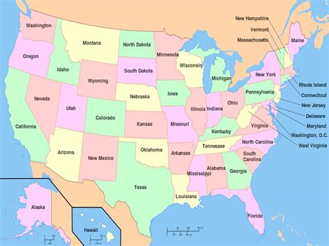 mapa de estados unidos con nombres capitales estados para colorear