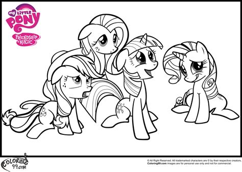 pony coloring pages friendship  magic team colors